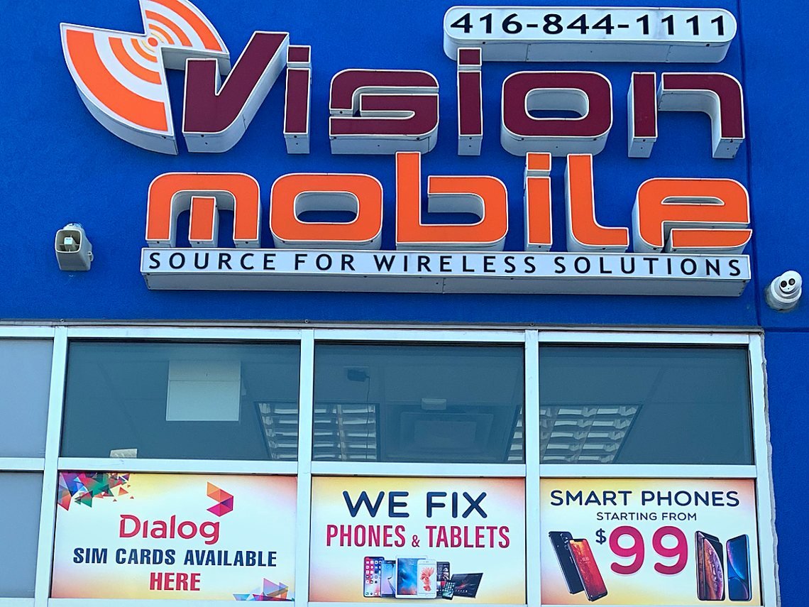The Vision Mobile storefront sign at 3341 Markham Road, Scarborough