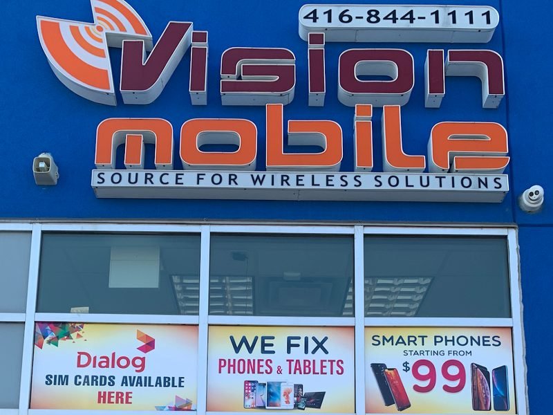 The Vision Mobile storefront sign at 3341 Markham Road, Scarborough